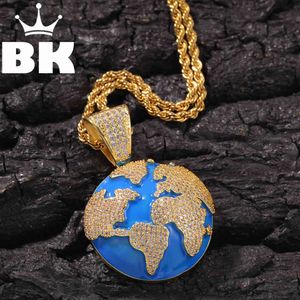 Hip Hop Fullt Iced Out Bubble Globe Hängsmycke Halsband Mens Womens Smycken Gifts Lyx Bling Smycken Mode Hiphop för män X0509