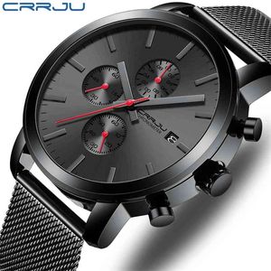 Crrju мужские часы мода бизнес нержавеющая сталь наручные часы для мужчин военные водонепроницаемые крутые кварцевые часы Relogio Masculino 210517