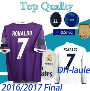 short long sleeve 2016 2017 Real U C L League Finals Soccer Jersey 16 17 Madrid home Soccer Jerseys for 3 Jun Ronaldo Football uniform