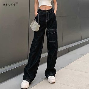 Womens Mom Jeans For Girls Fashion Pants Ladies Thermal Trousers Y2k Streetwear Elastic Baggy Jean Femme Clothing LQ8300W0J 210712