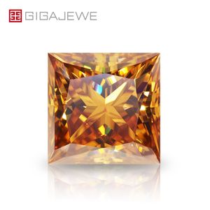 Gigajewe Princess Cut Champagne Color 5.5-10MM Moissanite Свободные бриллиантные синтетические бусины для изготовления ювелирных изделий