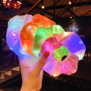 Leuchtende Scrunchies LED-Stirnband, Pferdeschwanz-Kopfschmuck für Mädchen, elastisches Satin-Seiden-Haar-Accessoire, Seilschlaufe