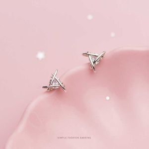 Mousserande aaa zircon triangel sterling sliver stud örhänge för kvinnor trendig anti allergi öron pin fin smycken gåva