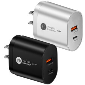 20w rápido USB CA Carregador qc3.0 Adaptador de energia Tipo C Tipo C Plug UE US para iPhone 13 14 15 Samsung S20 S21 HTC Xiaomi Huawei Power Chargers