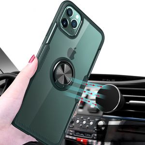 Klare Rüstungshüllen Metall 360 Ringhalterung Hybrid-Kohlefaser für iPhone 13 Pro Max 12 Mini 11 XR Samsung S20 FE S21 S22 Ultra Note 20 A51 A71 A30 Huawei