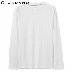 Giordano Men T Shirt 2-pack Långärmad Solid Tee Shirt Homme 100% Bomull Paket med 2 Camiseta Masculina Multi Färg T-shirt Män Y0322