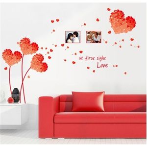 7176e Diy Wandkunst Decal Dekoration Orange Love Gras Rahmen Wandaufkleber Hausdekor 3d Tapete für Wohnzimmer 210420