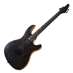 Factory Outlet-6 strängar svart elektrisk gitarr med 24 frets, nacke genom kropp, rosewood fretboard