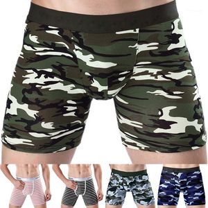 Underpants Men Long Boxer Pants Camouflage Underwear High Waist Cotton Elastic Run Sports Men's Shorts Panties Male Brief