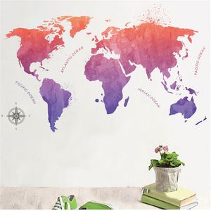 Kolorowe Mapa świata OECAN Naklejki ścienne Salon Office School Sypial Decorations Diy Print Mural Art Home Naklejki Plakat 210420