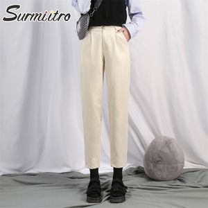 Spring Summer Cotton Korean Style Ankle Pencil Pants Women Black Khaki Green High Waist Trousers Female 210421