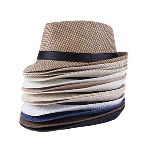Jazz Straw Hat Spring Summer Retro Men's Hats Fedoras Panama Top Plaid Hat Adult Bowler Hats Classic Version Chapeau Jazz Hats