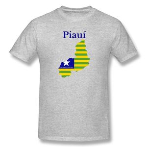 Męskie koszulki Piaui State Map Flag Brazylia Podstawowa koszulka z krótkim rękawem Vintage R282 Tees EUR Rozmiar