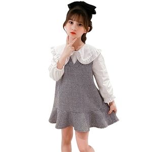 Girls Clothes Blouse + Plaid Dress Clothing For Spring Autumn Sets Casual Style Children's School 210528