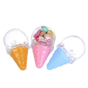 16pcs Plastic Clear Candy Box Ice Cream Shape Favor Holders Transparent Gift Boxes Wedding Party Wrap