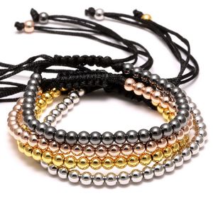 Braccialetti con ciondoli placcati oro e argento intrecciati fatti a mano con perline da 4 mm per gioielli da club per feste di moda da uomo