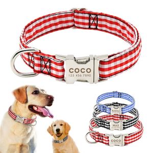 Dog Collars & Leashes Nylon Collar Personalized Engraved Pet Puppy ID Tag Anti-lost Nameplate Adjustable For Small Medium S M L