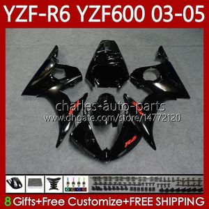 Yamaha YZF-R6 YZF600 YZF R 6 600 CC 03-05 Bodywork 95no.65 Yzf R6 600CC Yzfr6 03 04 05 Cowling Gloss Black YZF-600 2003 2004 2005 OEM 페어링 키트