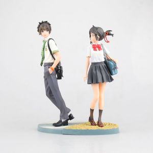 23cm Japanese Anime your name Taki Tachibana Mitsuha Miyamizu PVC Action Figures Toy Japanese Collectible Model Doll Gift X0503