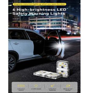 Autotür Warnlicht Sicherheit Anti-Collision Flash-Beleuchtung Wireless Magnetic-Signal-Lampe LED-Nachtlampenwagen-Birnen 4pcs / set