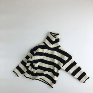 Winter Autumn Kids Sweaters Striped Girls Sweaters Toddler Baby Boys Pullover Turtleneck Boys Knitwear Kids Tops Children Clothing
