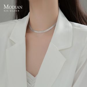 Modian Exquisite Lace Style Short Necklace Chain Pure Sterling Silver Choker Necklaces For Women Party Jewelry Gift