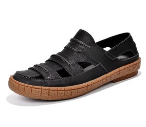 Herren Sandalen Atmungsaktiv Echtes Leder Outdoor Luxus Sommer Freizeitschuhe Jungen Hausschuhe Sandale