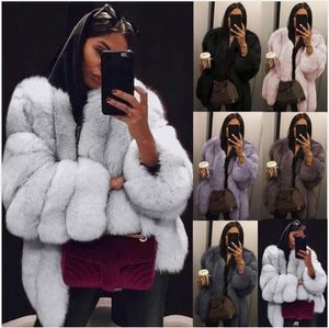 Women Winter Fur Top Fashion Pink Coat Elegant Thick Warm Outerwear Fake Jacket Chaquetas Mujer