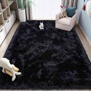 Nordic Style Furry Mat Modern Bedroom Carpet Living Room Decoration Large Size Black Gray Powder Blue Non Slip Carpey