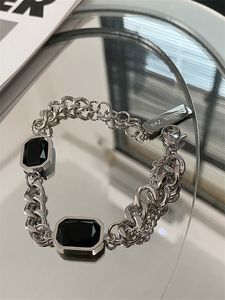 Neutral minimalistisk ins nischkedja kall stil armband trendig märke cool svart pärlor splicing par smycken trend tillbehör