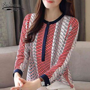 Spring Striped Chiffon Blouse Shirt Fashion Woman s Long Sleeve Women OL Blusa Feminina 1141 40 210508