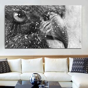 Preto e Branco Eagle Cabeça Pinturas de Canvas Pássaros Pássaros Arte De Parede Pôsteres Imagem de Sala de estar Animal Art Decor