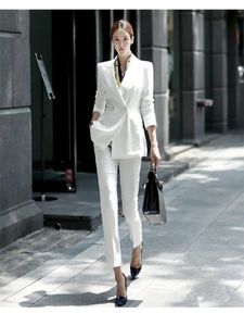 Personalizzato lungo autunno bussiness formale elegante completo da donna set blazer pantaloni abiti da ufficio pantaloni da donna fatti a mano in due pezzi