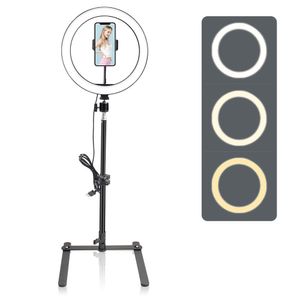 26cm fotograferingsbelysning LED Selfie bordsstativ med 26cm Ring Light Desktop för Live Broadcast Overhead Shooting