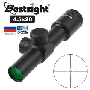 4.5x20 Compact AR15 Espingar de caça com tampas de lente Flip-Open e riflescope de retículo gravado por vidro P4 para caça à caça