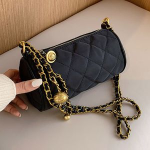 Luxo digner mini bolsa de ombro de alta qualidade cadeias de nylon mulheres msenger sacos cilíndricos crossbody sacos para ladi embreagemm2nj