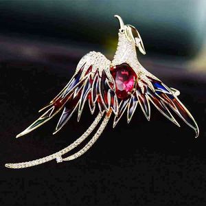 2021 Korean Animal Brooch Real Gold Electroplating Oil Dripping Phoenix Trend Accessories Designer