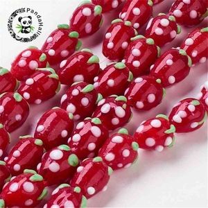 Handmade Lampwork 3D Strawberry Fruit Spacer Loose Beads for Bracelets Necklace Earrings DIY Kawaii Jewelry Making