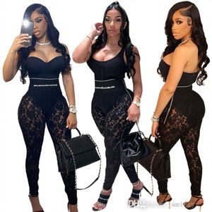 Woman Lace Pants Designer Letter Printing Sexy Hollow Out Leggings Side Zipper New Fashion High Waist Long Trousers