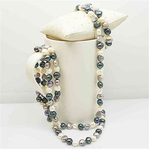 Perfekte Frauen Geschenk Lange Echte Süßwasser Perle Halskette Hochzeit Geburtstag Charming Mädchen Schmuck
