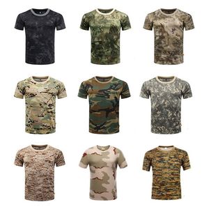 Outdoor Sports Men T-shirts Camouflage Multicam Quick Dry O Neck Kortärmad Tops Shirt Plus Size M-3XL T-shirt Tillbehör