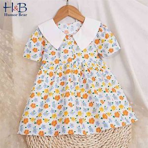 Kız Gömlek Elbise Yaz Kısa Kollu Çiçek Baskılı PRICESS Sevimli Yürümeye Döncü Çocuk Giysileri 210611