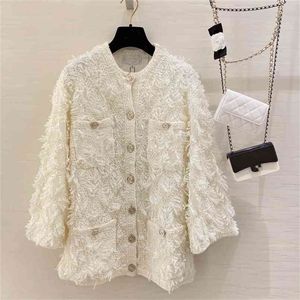 Marka Projektanci White Cardigan Mujer Luźne Dorywczo O-Neck Tassel Sweter Dzianiny Kobiety Koreańska Moda Jesień Zimowe Odzież 210914