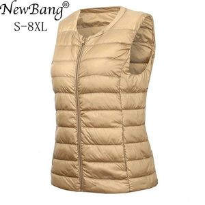 Bang Brand 7XL 8XL Large Size Waistcoat Women's Warm Vest Ultra Light Down Women Portable Sleeveless Winter Liner 210819