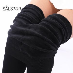 SALSPOR Warm Thick Leggings High Waist Winter Velvet Legging Women Fashion Solid Large Size Female Pants Trousers 211221