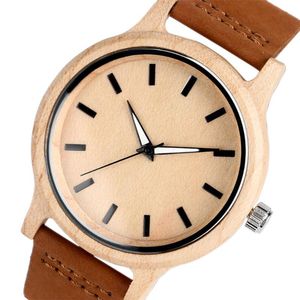 Avanços de punho Maple Wood Watch Women Quartz Genuine Leather Band Wristwatch Watch Trendy Natural Wooden Ladies Watches