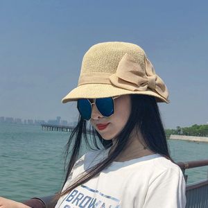Fällbar Fisherman's Hat för kvinnors sommarresa solskyddsmedel Solid färg Koreanskt Mångsidigt Sun Bow Basin