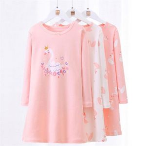 Kinder Nachthemd Sleepshirts Federn Herbst Mädchen Prinzessin Langarm Robe Nachthemd Kinder Nachtwäsche Lose Pyjamas 211109