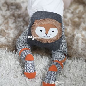 Baby Cartoon Knit Tights Höst Vinter Spädbarn Santa Claus Sheep Lion Bee Bird Rabbit Boys Girls Big PP Byxor Bomull Leggings med Sock 2PCS Sats D227