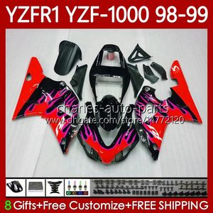 Bodywork Kit für Yamaha YZF-1000 YZF-R1 YZF1000 YZFR1 98 99 00 01 Körper 82Nr.160 YZF R1 1000cc 1998-2001 Rote Flammen YZF 1000 CC R 1 1998 1999 2000 2001 Motorradverkleidung